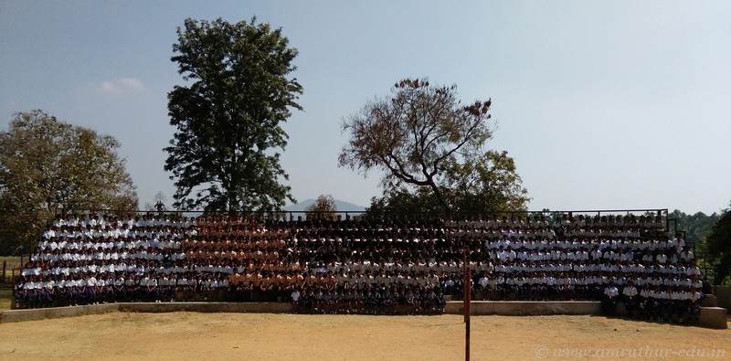 Students in the schoool stadium